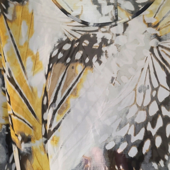 White, yellow, and black sheer top - Picture 3 of 3